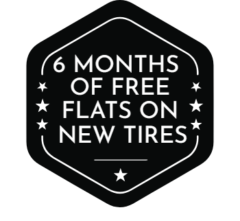 6 months of free flats on new tires badge